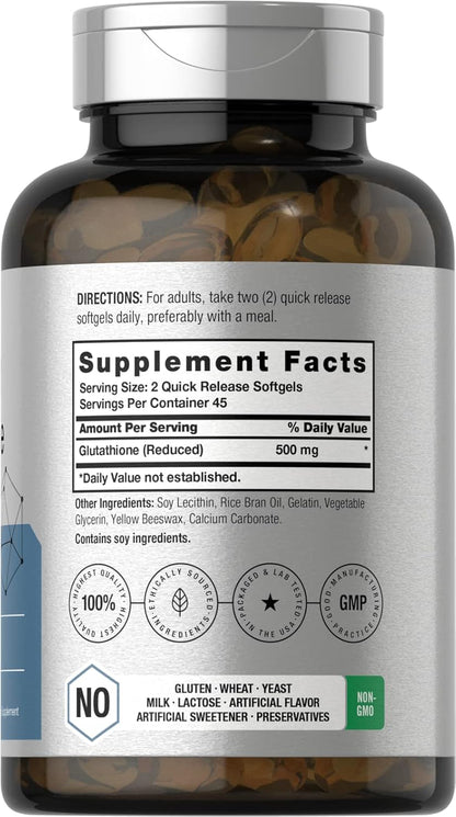 Horbäach Liposomal Glutathione 500mg | 90 Softgels | Reduced Form | Non-GM & Gluten-free Supplement