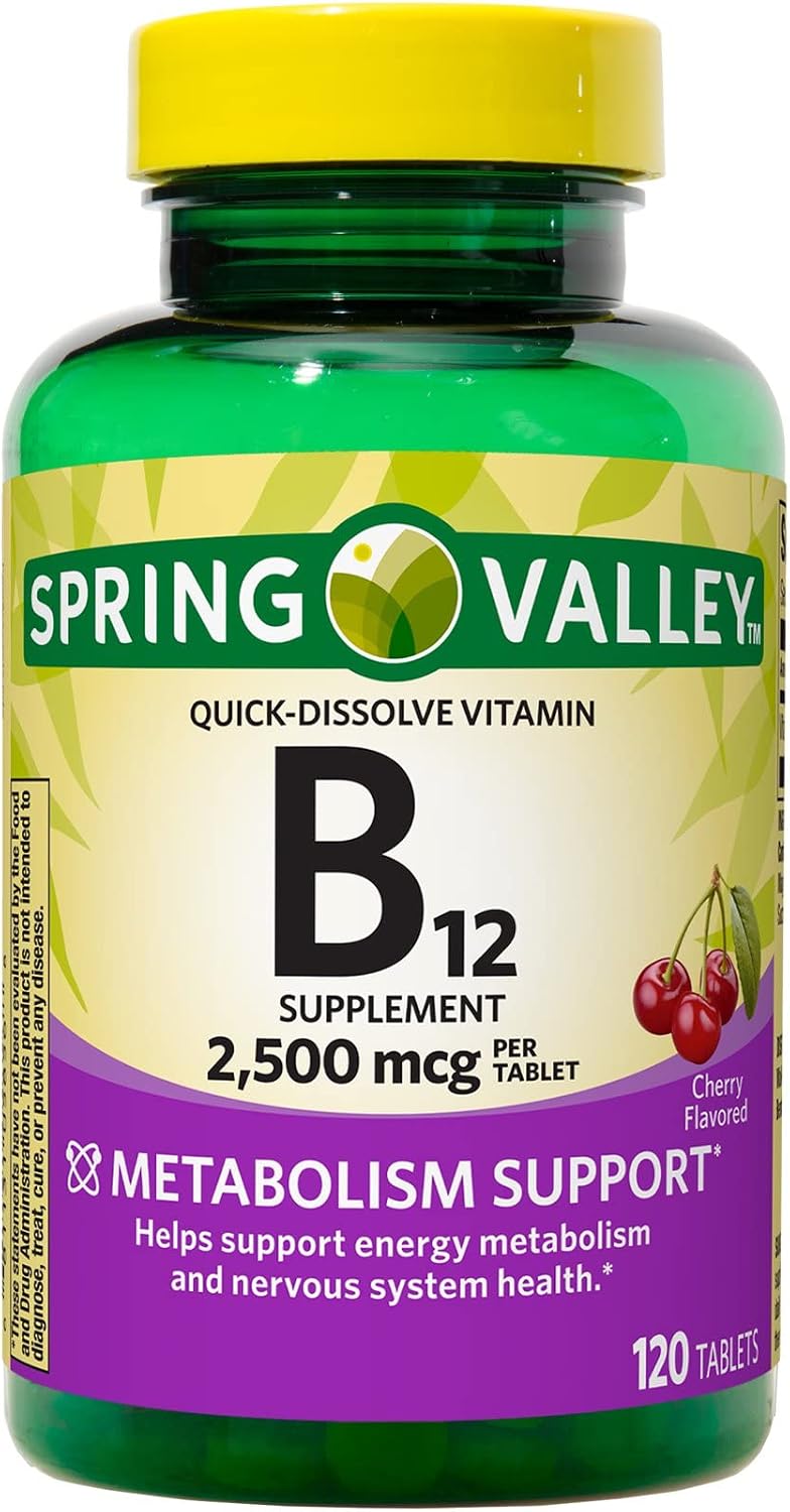Spring Valley Vitamin B12 Quick-Dissolve Tablets Dietary Supplement – Vitamin B12 2500 mcg – 120 Tablets Bundle with Lual's 45 Diabetes Decoded - görsel 6