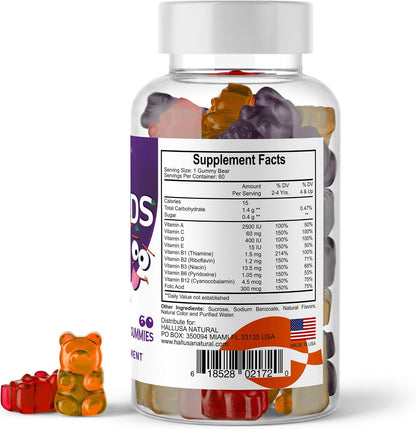 Hallusa Natural Kids Multivitamin Gummies – Immune Support, Energy & Growth for Children