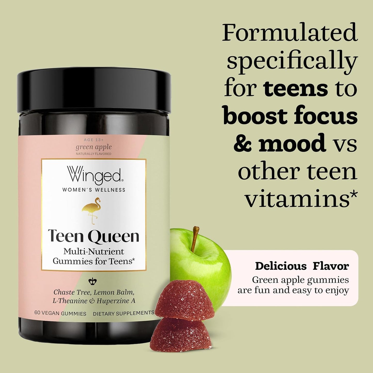 Winged Wellness Teen Queen Multivitamin Gummies for Teen Girls – Mood & Hormonal Support – 60 Gummies - görsel 4