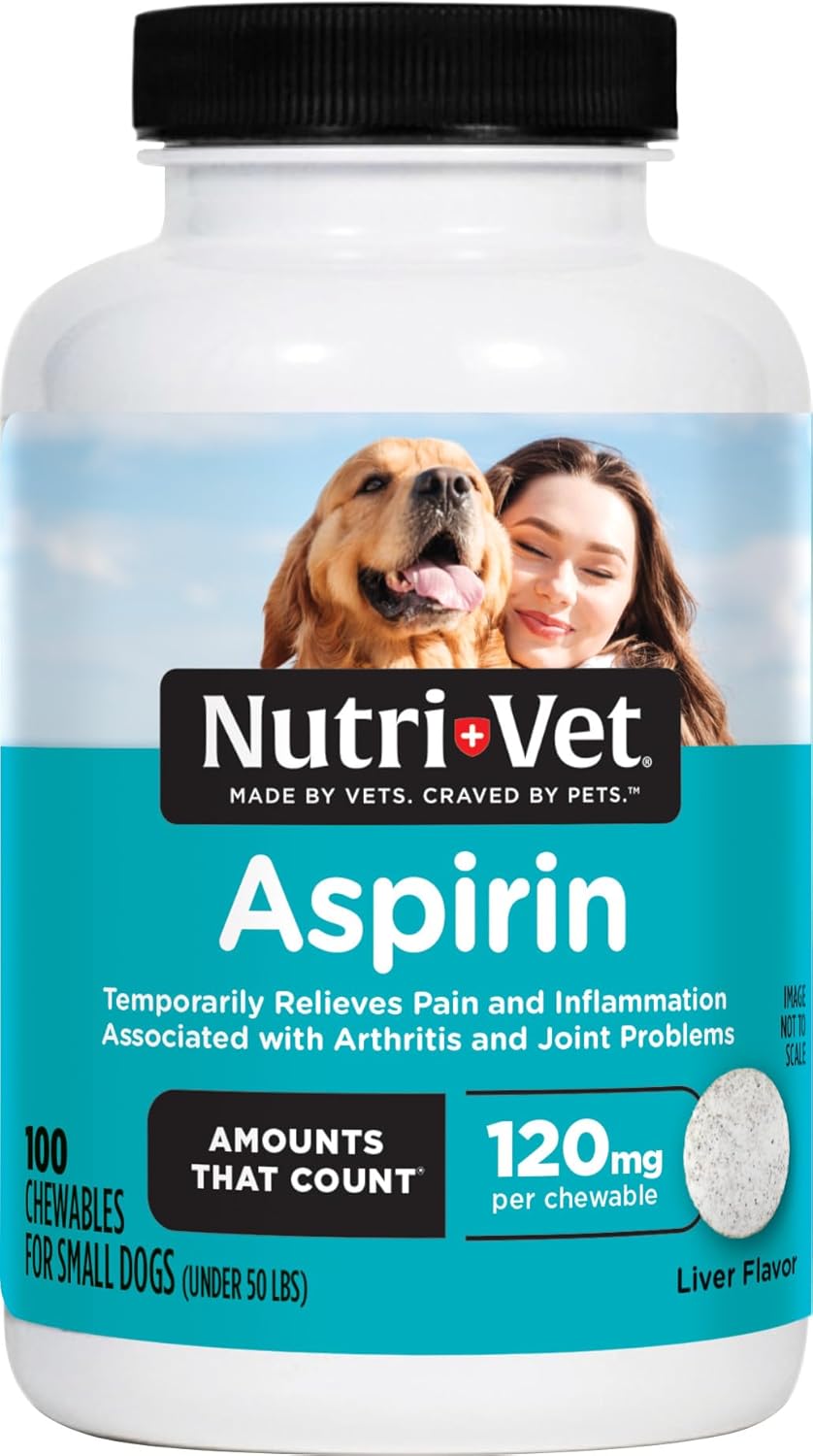 Nutri-Vet Aspirin for Dogs 120 mg - Temporary Pain Relief for Small to Medium Dogs, 100 Tablets - görsel 1