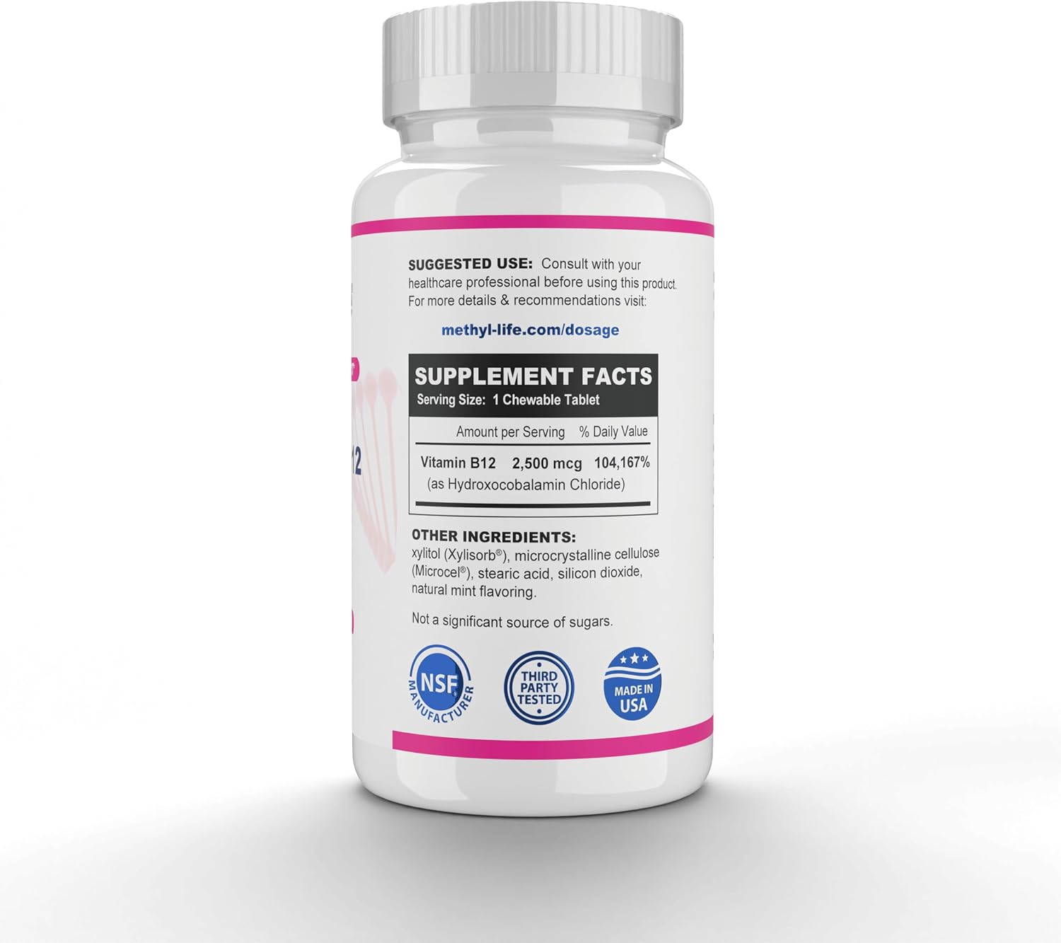Methyl-Life Hydroxy B12 Sublingual Tablets – Gentle Vitamin B12 Supplement for Energy & Cellular Support – 90 Tablets - görsel 3