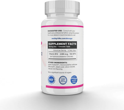 Methyl-Life Hydroxy B12 Sublingual Tablets – Gentle Vitamin B12 Supplement for Energy & Cellular Support – 90 Tablets