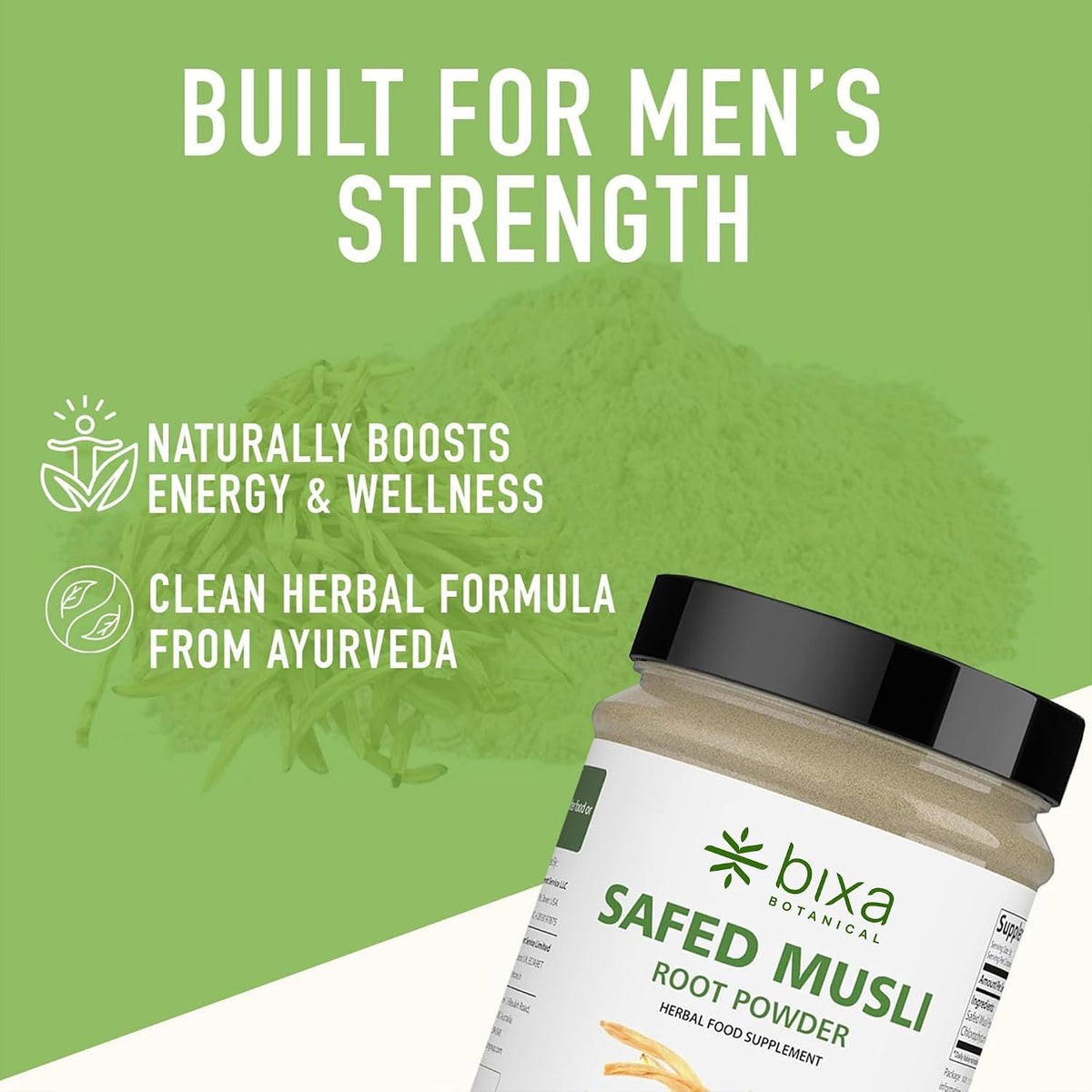 bixa BOTANICAL Safed Musli Powder - Chlorophytum Borivilianum - Ayurvedic Root for Strength and Vitality - Vegan, Non-GMO, Clean Label - 7 oz (200 g) - görsel 5