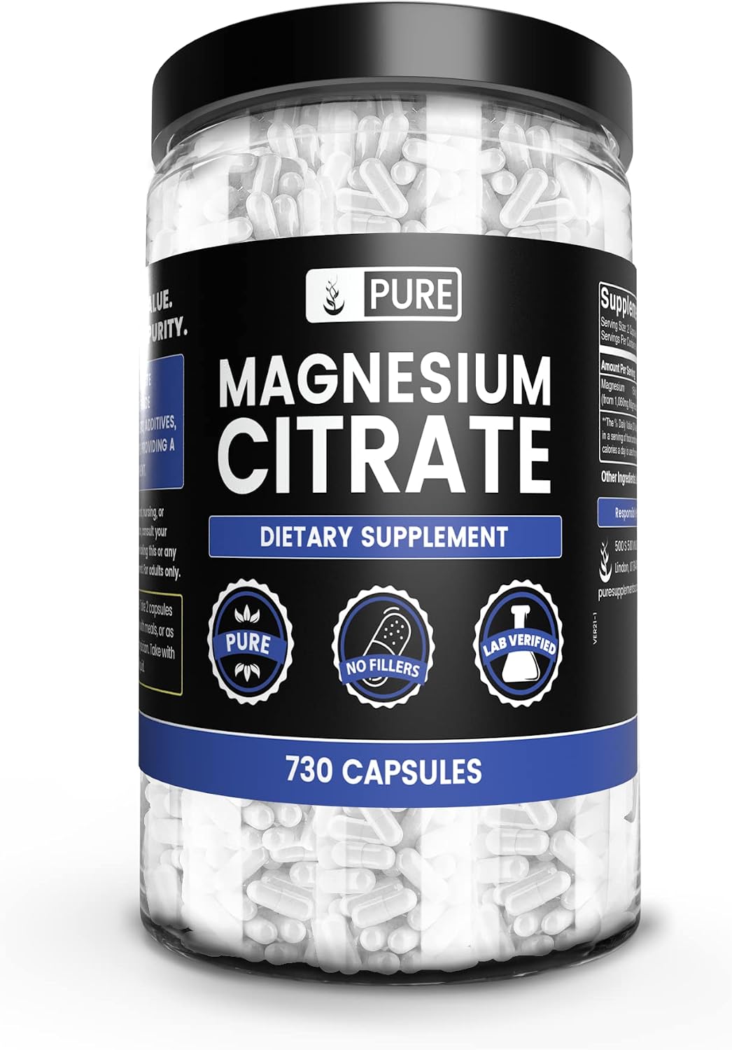Pure Original Ingredients Magnesium Citrate, 730 Capsules - görsel 1