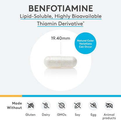 XYMOGEN Benfotiamine 300 mg – Bio-available Thiamine B1 Derivative for Metabolic and Nervous System Support