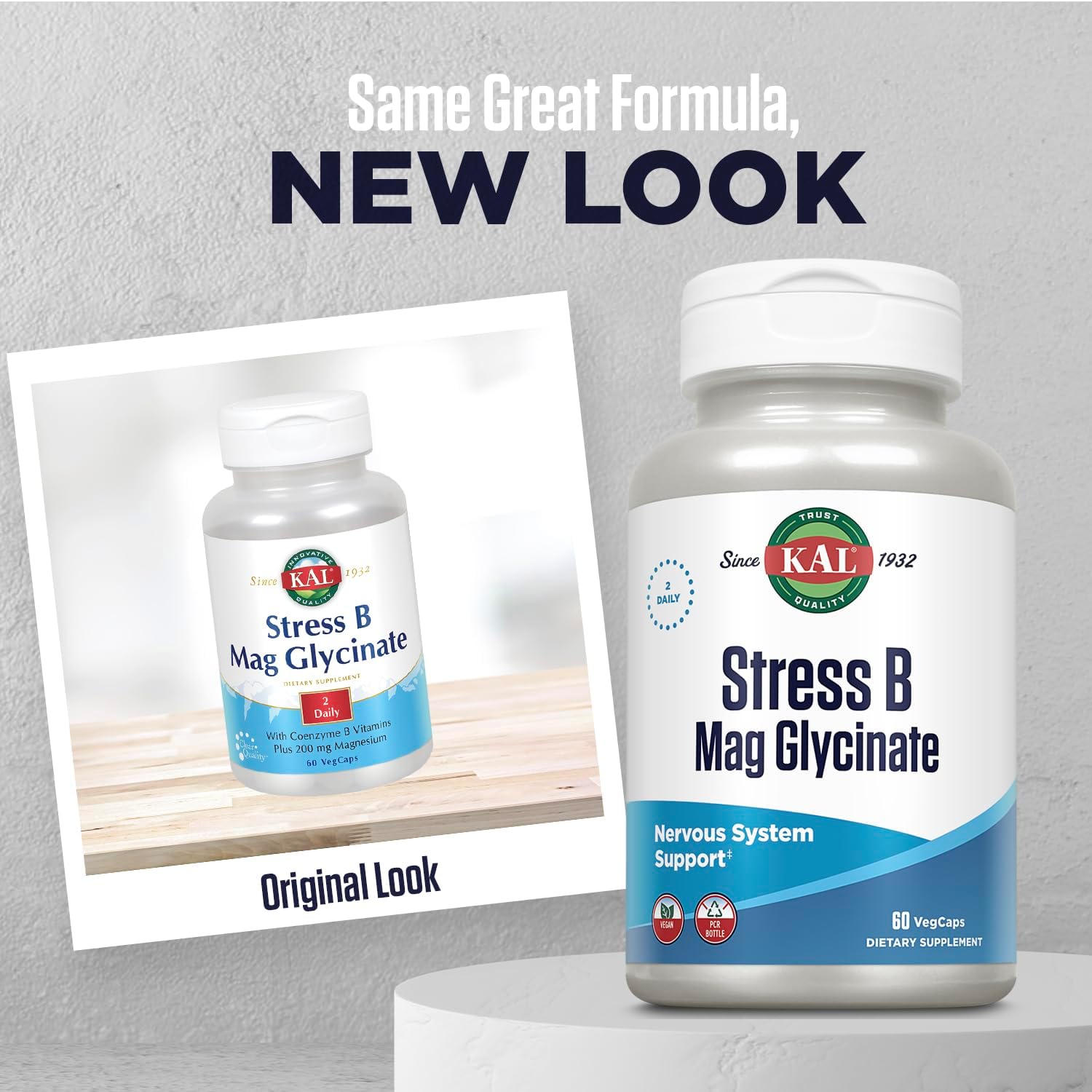 KAL Stress B Mag Glycinate – B Complex Vitamins Plus Magnesium, Active Forms, 60 VegCaps - görsel 2