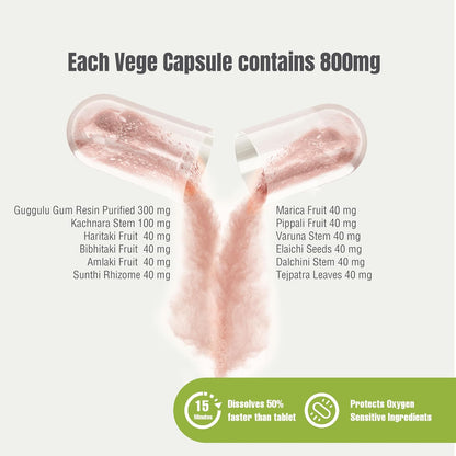 Herbsforever Kanchnara Guggul – Ayurvedic Herbal Supplement for Thyroid and Lymphatic Health, 90 Vegan Capsules