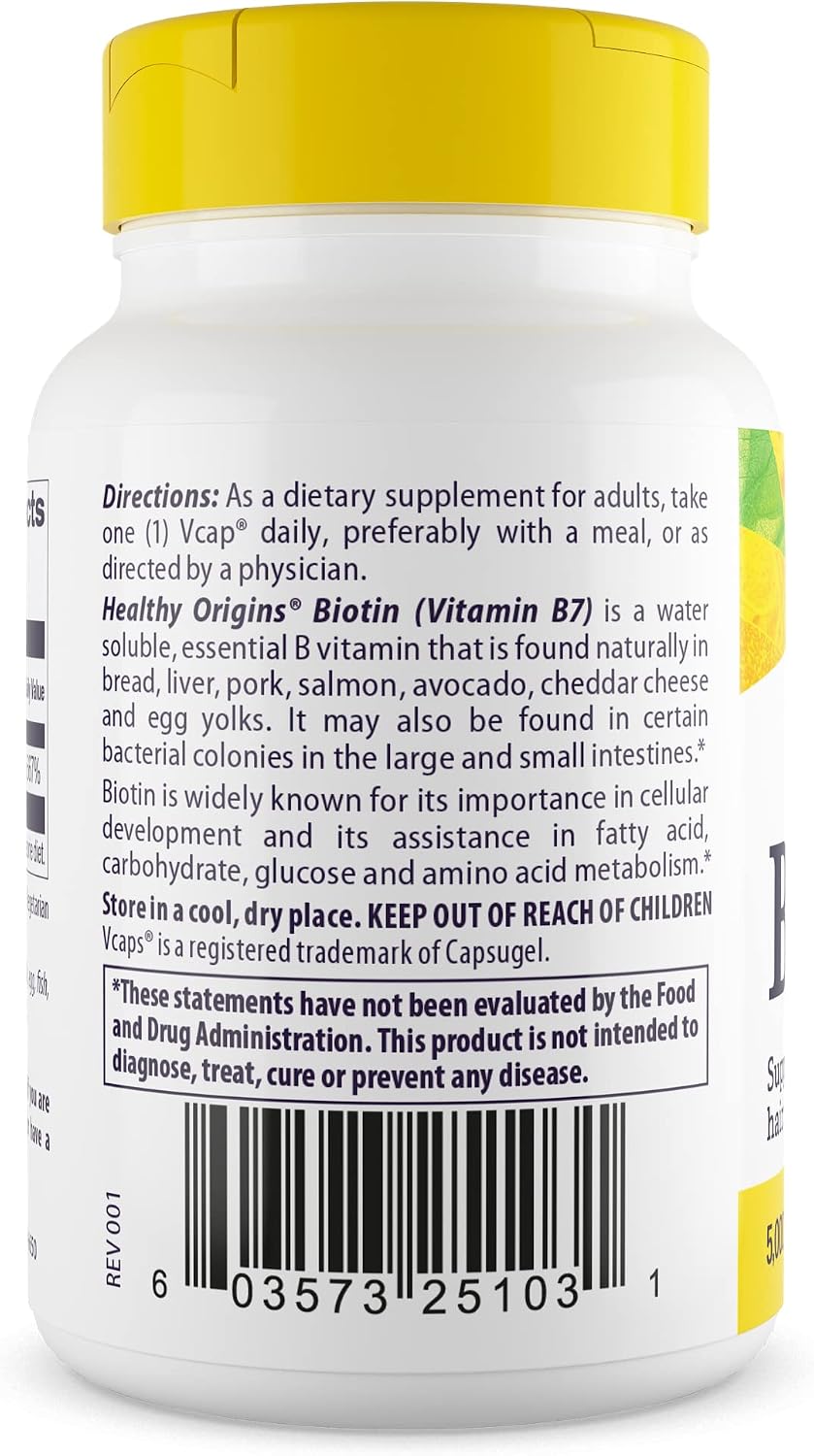 Healthy Origins Biotin 10,000 mcg (10 mg) - High Potency Vitamin B7 Supplement for Hair, Nails & Skin - 150 Veggie Capsules - görsel 2