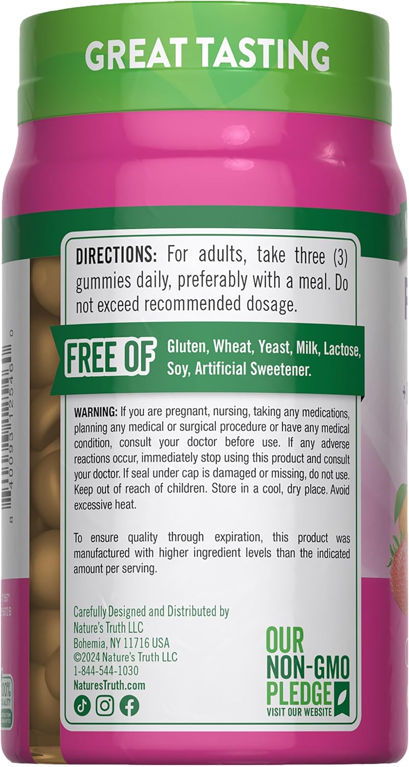 Nature's Truth Prenatal Multivitamin Gummies with DHA & Folic Acid - 60 Count - Fruit Flavour - Non-GMO & Gluten-free - görsel 7