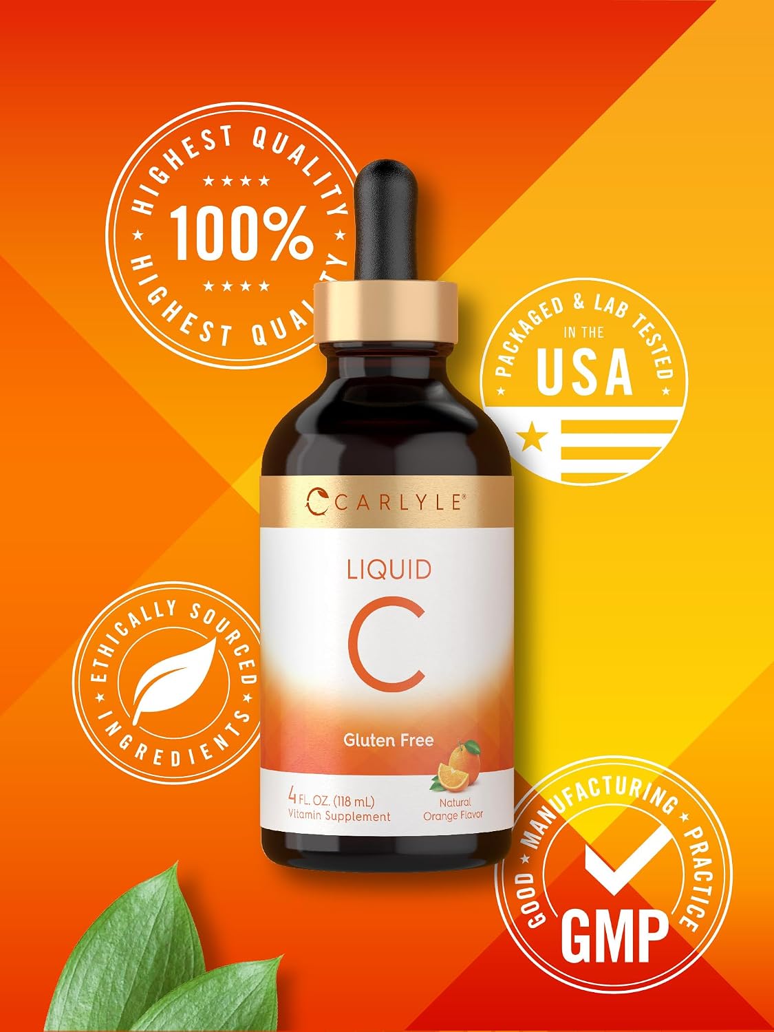 Carlyle Vitamin C Liquid Drops | 118 ml | Orange | Vegan | Non-GMO | Gluten-free - görsel 6