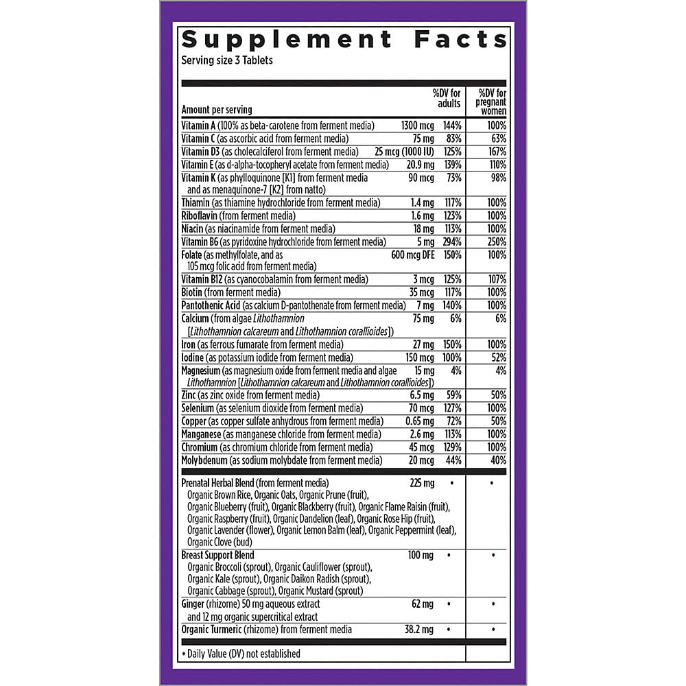 New Chapter Perfect Prenatal Vitamins - 96ct, Organic Prenatal Vitamins, Non-GMO, Fermented, Folate (Methylfolate), Iron, Vitamin D3 - görsel 2