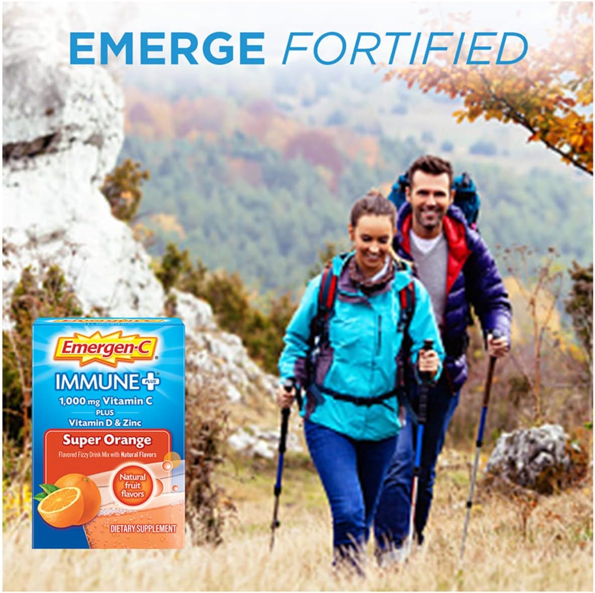 Emergen-C Immune+ 1000mg Vitamin C Powder, Super Orange - 30 Sachets - görsel 2