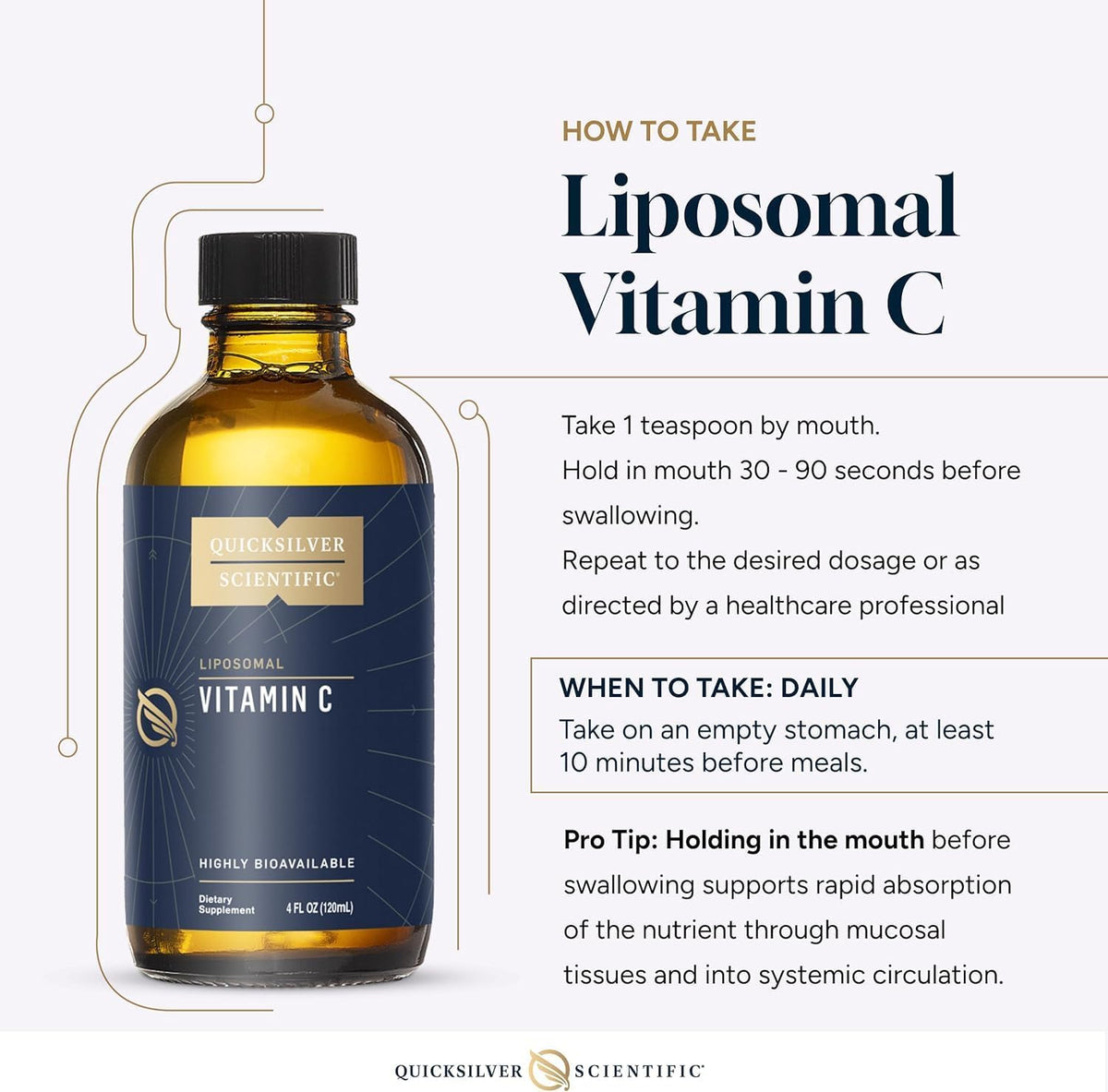Quicksilver Scientific Liposomal Vitamin C 1000mg - Buffered Liquid Supplement with Liposomes for Superior Absorption - Vegan & Non-GMO (120 ml) - görsel 6