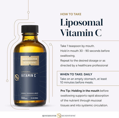Quicksilver Scientific Liposomal Vitamin C 1000mg - Buffered Liquid Supplement with Liposomes for Superior Absorption - Vegan & Non-GMO (120 ml)