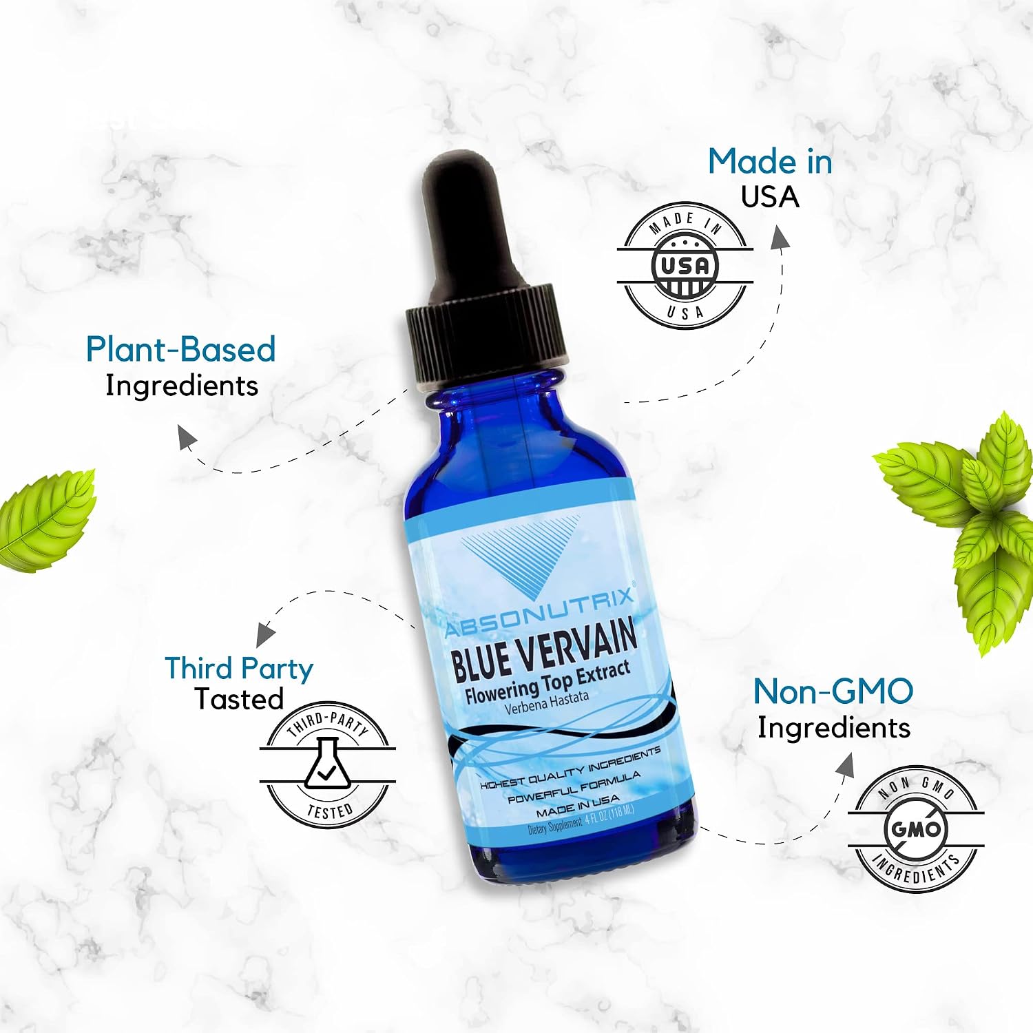 Absonutrix Blue Vervain Flowering Top Extract - 118 ml (118 Servings) - Liquid Supplement - görsel 6