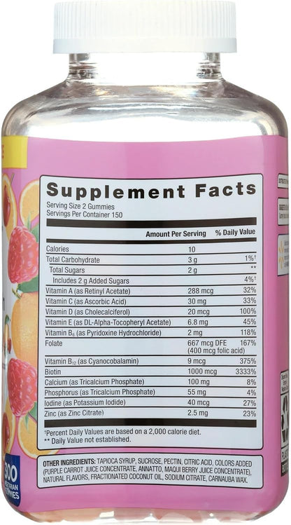 Equate Women's Multivitamin Gummies, 300 Vegetarian Chewable Gummies + Sticker
