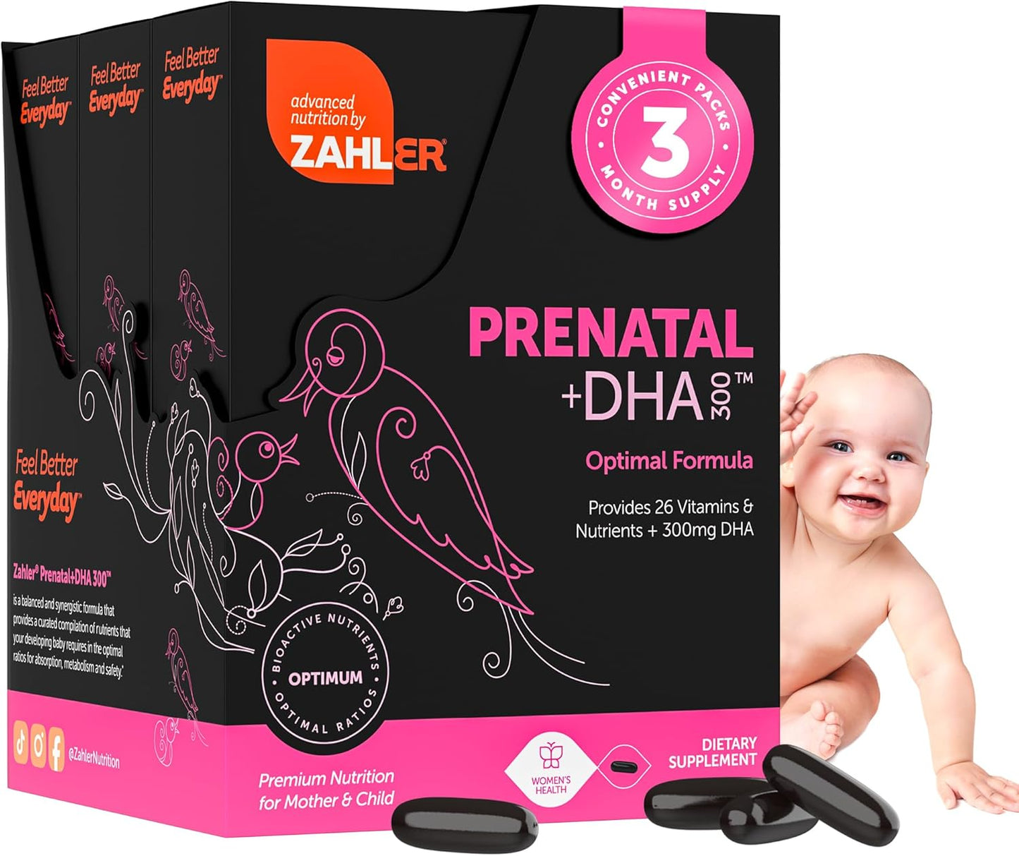 Zahler Prenatal +DHA 300 - Prenatal Vitamin with Methylated Folate & DHA for Pregnant Women - Support for Mum & Baby - Kosher, Gluten-free, Dairy-free - 120 Soft-gel Capsules - görsel 10
