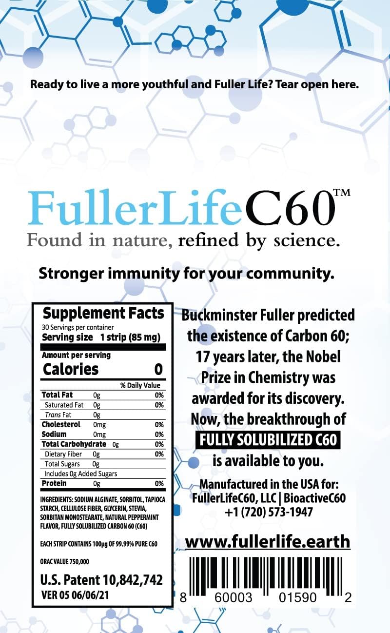 Carbon 60 Antioxidant Dissolvable Strips – Pure 99.99% C60, Solvent Free, 30 Count - görsel 3