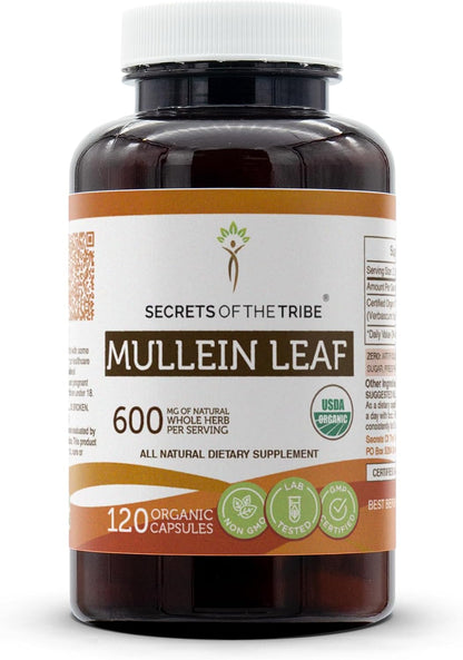 Secrets of the Tribe Mullein Leaf USDA Certified Organic 60 Capsules