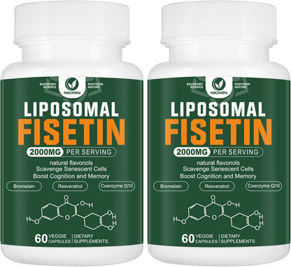 Liposomal Fisetin Supplement 2000mg with Quercetin, TMG & Resveratrol – 120 Capsules
