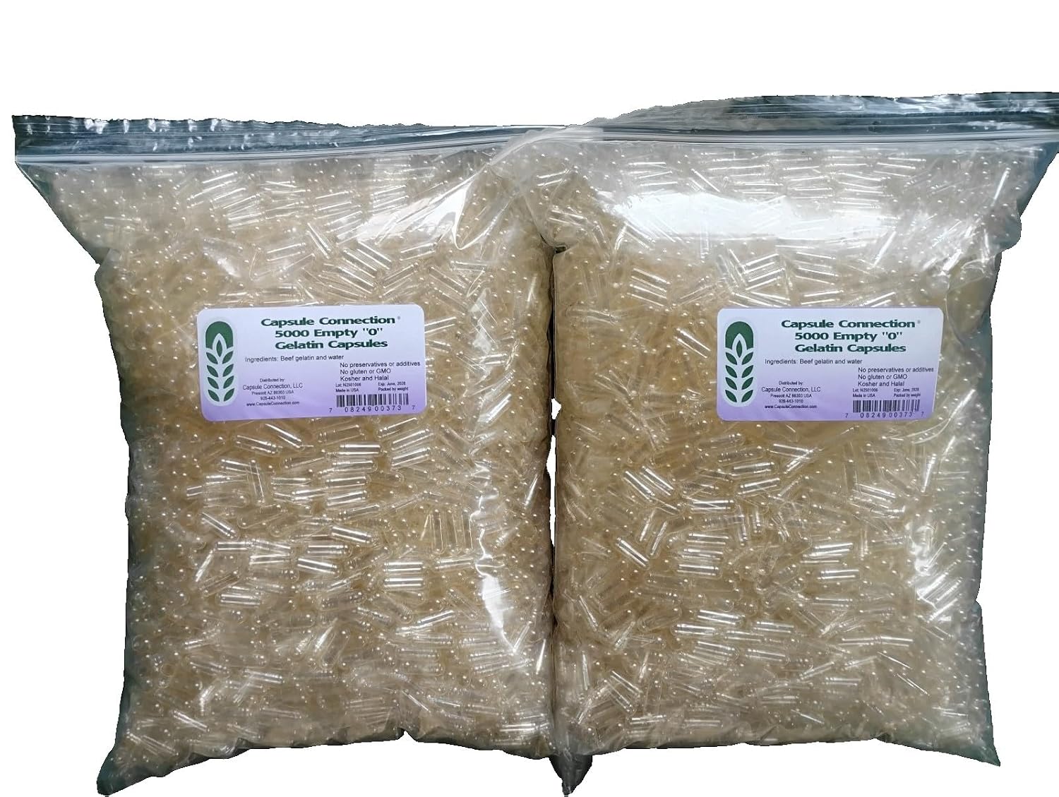 Capsule Connection 1000 Bulk Size 0 Empty Gelatin Capsules, Made in the USA, Resealable Bag - görsel 6
