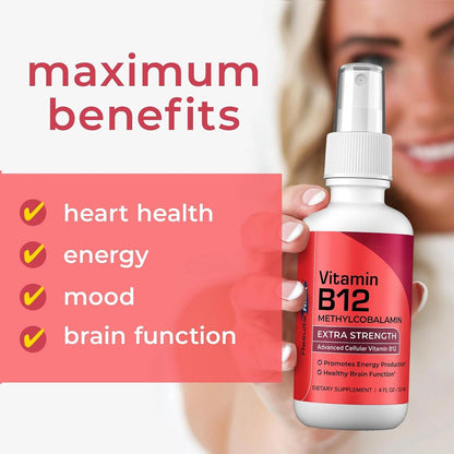 Results RNA - Advanced Cellular Vitamin B12 Methylcobalamin Spray, Supports Heart Health, Good Mood, Energy & Brain Function, Superior Absorption, 118 ml (60 Servings)
