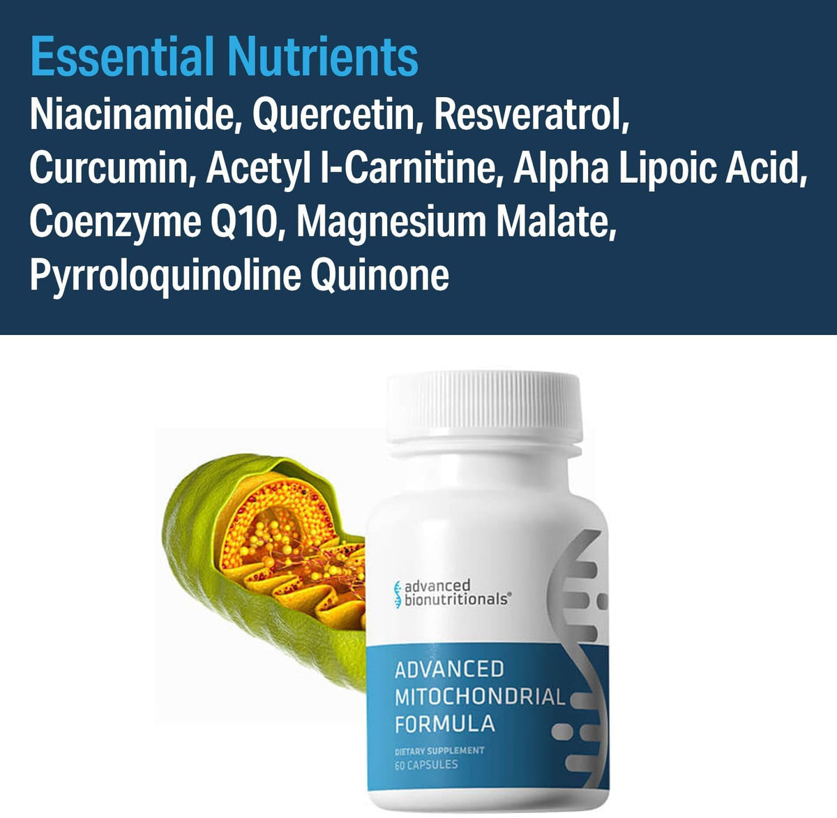 Advanced Bionutritionals Advanced Mitochondrial Formula – Food Supplement with Niacinamide, Quercetin, Resveratrol, Curcumin – 60 Tablets - görsel 4