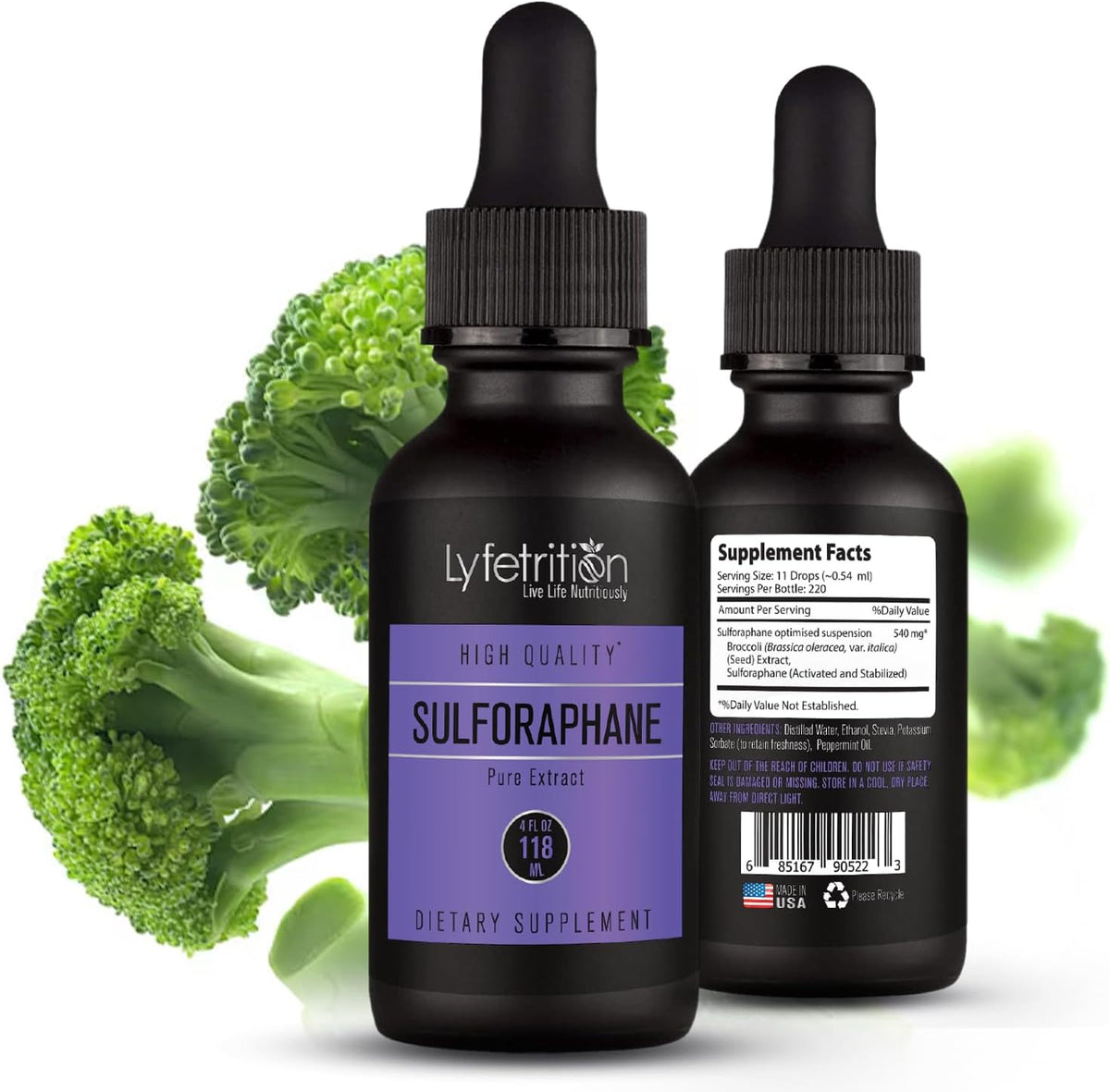 Lyfetrition Activated & Stabilised Sulforaphane – 540mg, 118ml Liquid, 220 Servings - görsel 1