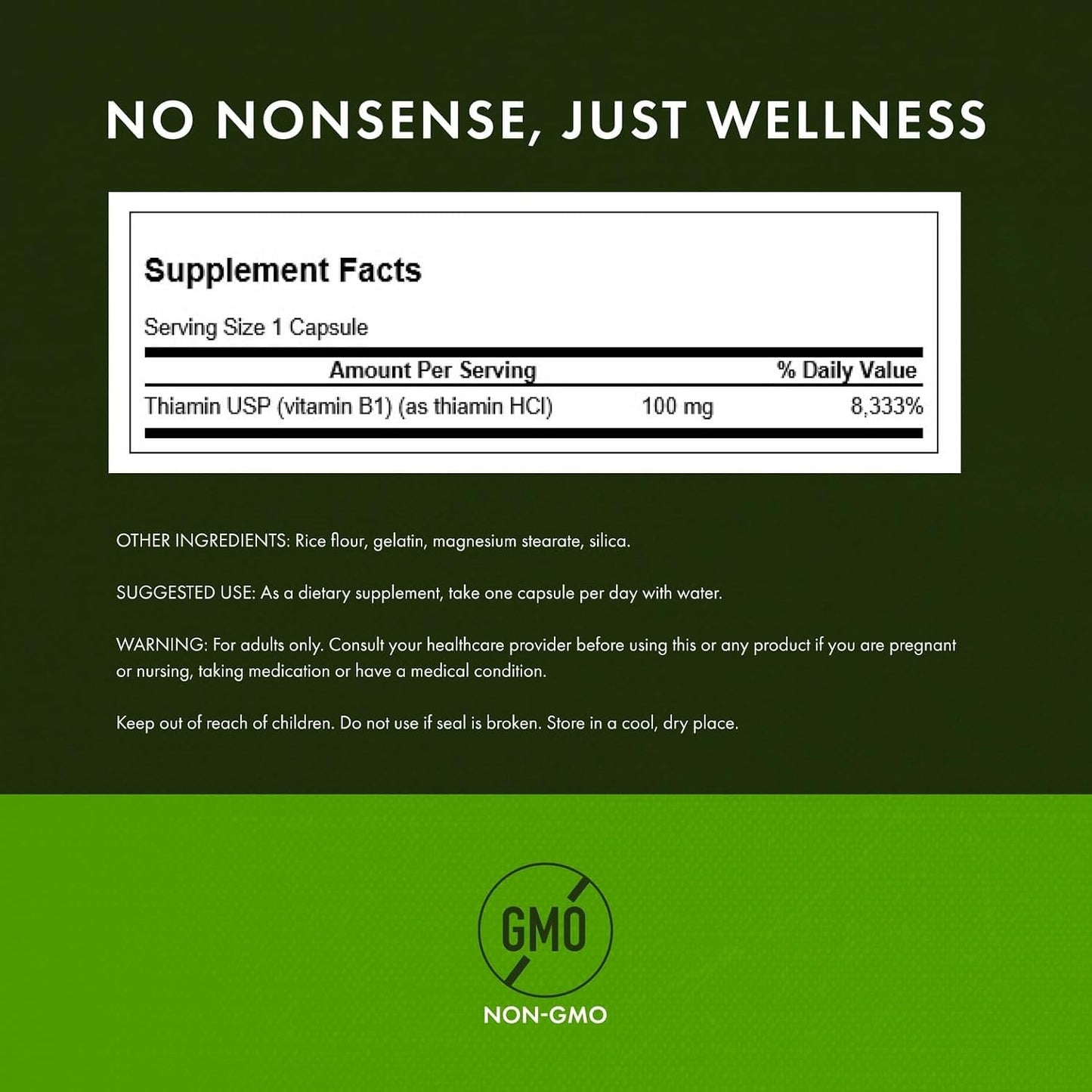 Swanson Vitamin B1 (Thiamine) 100 mg, 250 Capsules - görsel 2