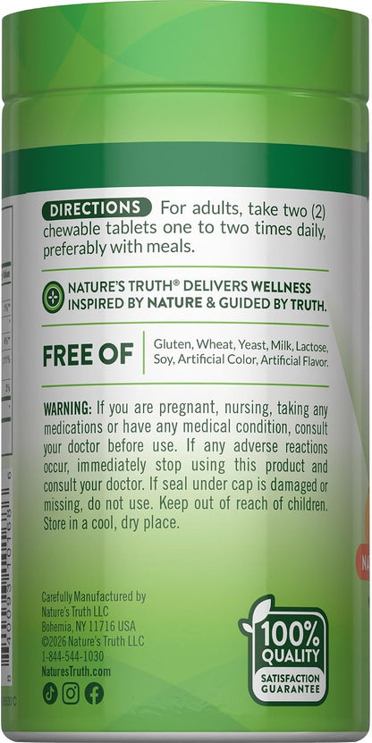 Nature's Truth Chewable Vitamin C with Rose Hips - 1000 mg, 60 Chewable Tablets
