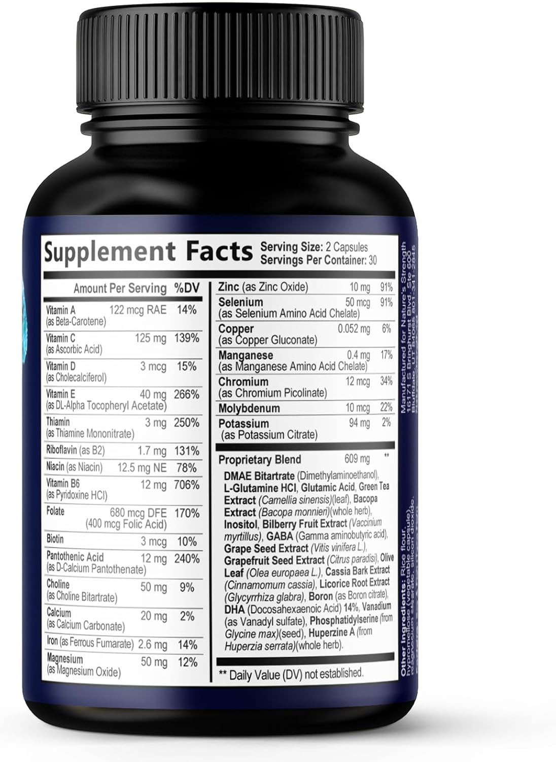 Nature's Strength Brain Memory Supplement - 3X Strength Nootropic Capsules for Concentration, Clarity & Focus Support - with Bacopa, Phosphatidylserine & DMAE - 60 Capsules - görsel 9