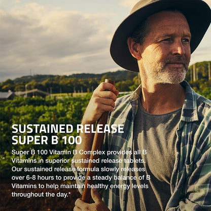 Bronson Super B 100 Vitamin B Complex Sustained Release - 250 Tablets