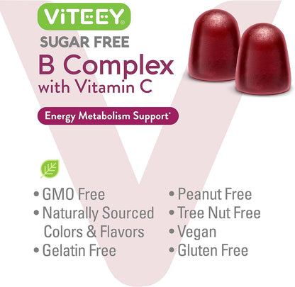 Viteey Vitamin B Complex Gummies with Vitamin C, Sugar Free Chewable Gummy