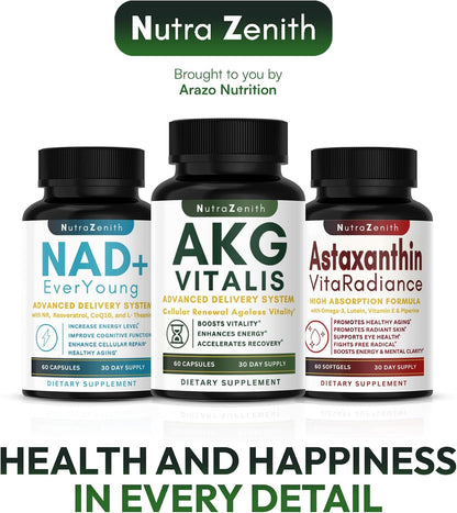 AKG Anti-Ageing & Vitality Supplement with Vitamin B6, Vitamin C & L-Arginine – 60 Capsules