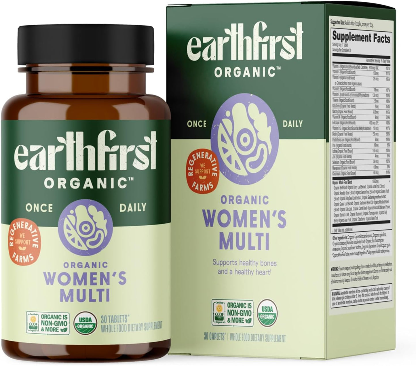 Women’s Multi Once Daily, Women's Multivitamin, Iron, Vitamin B12 & More, 19 Vitamins from Herbs & Superfoods, 60 Tablets - görsel 8