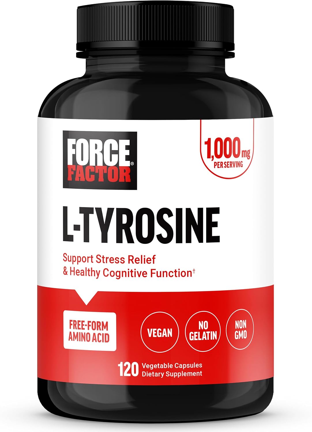 Force Factor L-Tyrosine 500mg Capsules – Stress Support & Brain Health Supplement - görsel 1