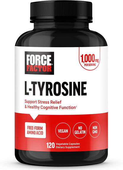 Force Factor L-Tyrosine 500mg Capsules – Stress Support & Brain Health Supplement
