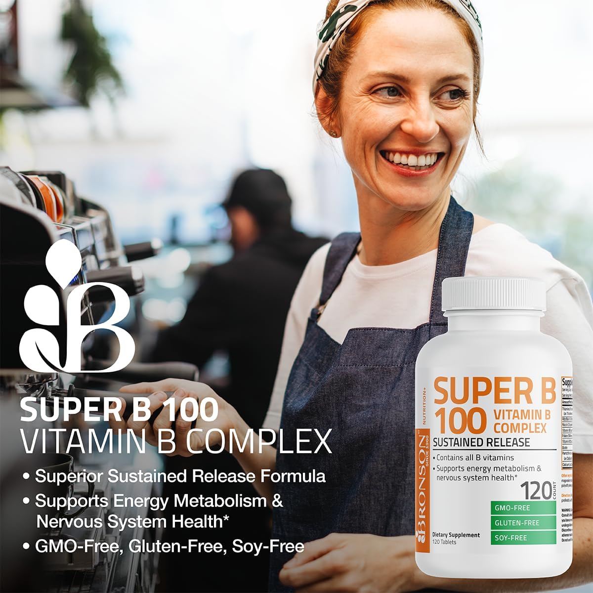 Bronson Super B 100 Vitamin B Complex Sustained Release - 250 Tablets - görsel 3
