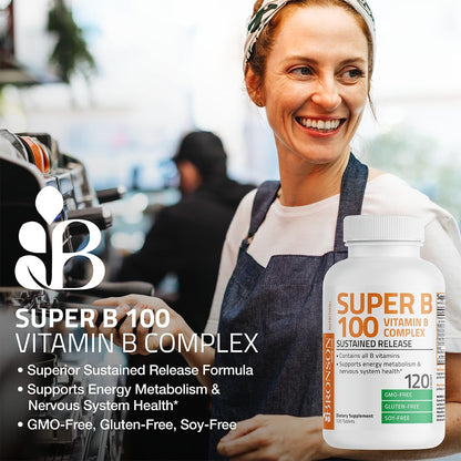 Bronson Super B 100 Vitamin B Complex Sustained Release - 250 Tablets