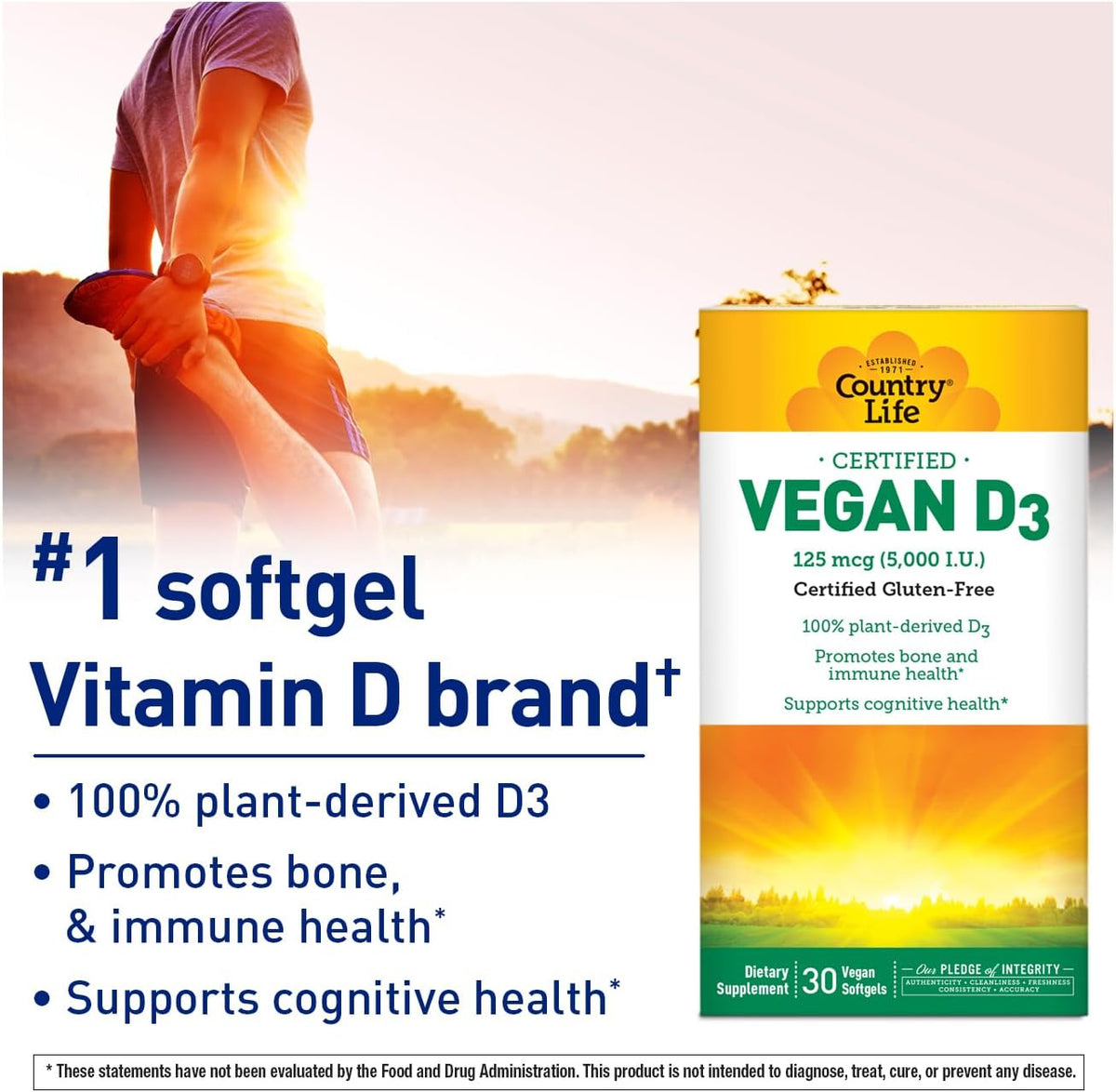 Country Life Vegan D3 5000 IU – Plant-Derived Vitamin D3 from Lichen – 30 Softgels - görsel 2