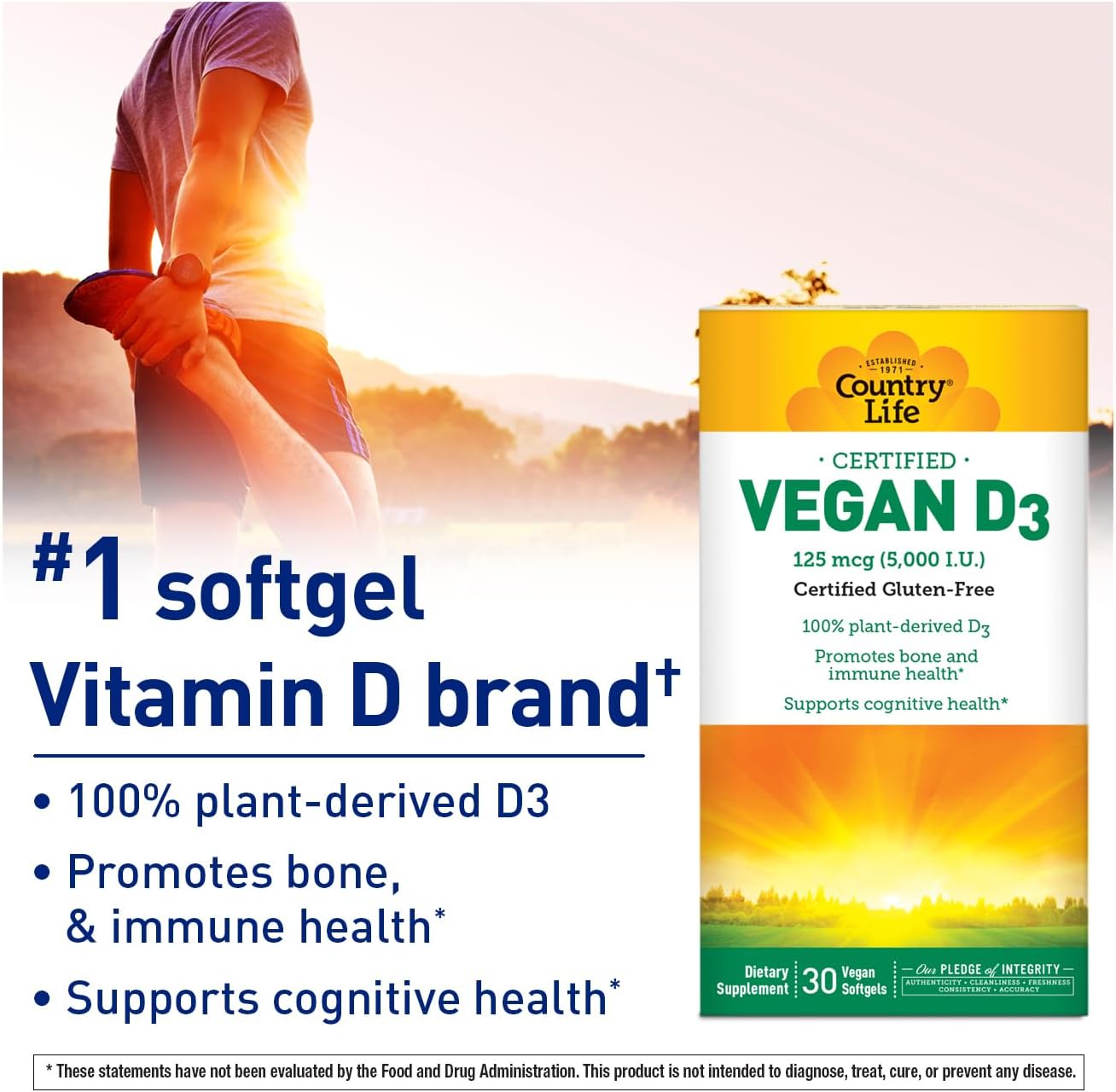 Country Life Vegan D3 5000 IU – Plant-Derived Vitamin D3 from Lichen – 30 Softgels - görsel 2