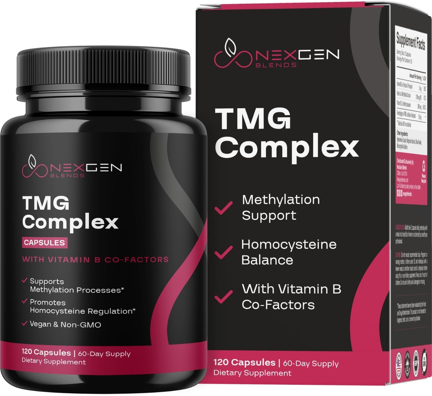 TMG Trimethylglycine Supplement with Methyl B Complex - 500mg Betaine TMG with Methylated B Vitamins for Homocysteine Support - Vegan & Non-GMO (1 Month Supply) - görsel 10