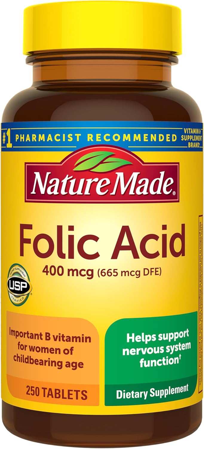 Nature Made Folic Acid 400 mcg (665 mcg DFE) Tablets – 250 Count (Pack of 3) - görsel 2