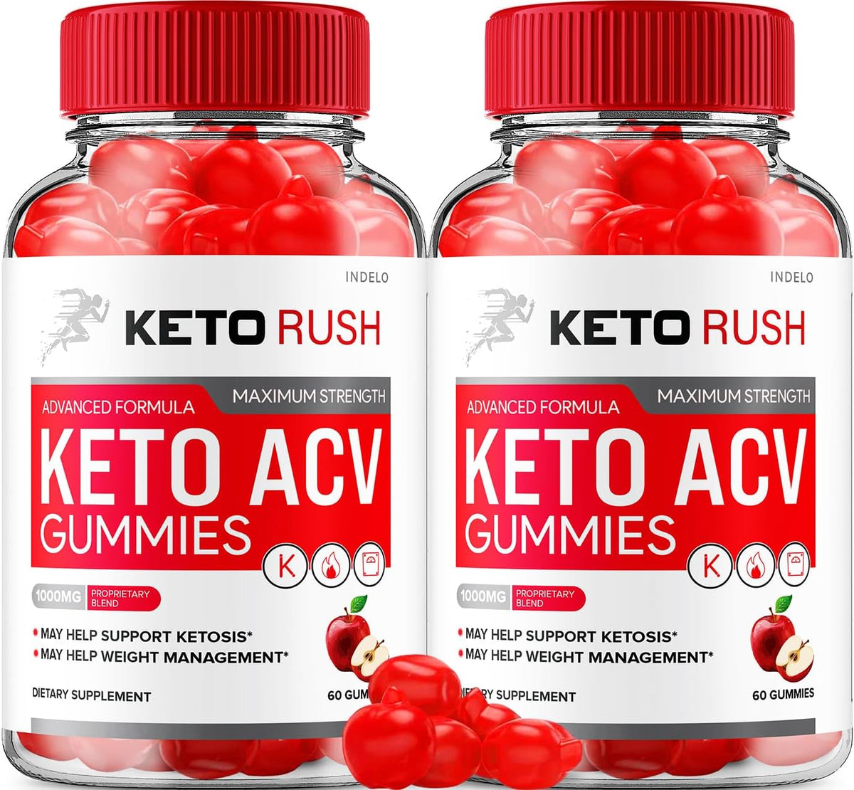 Keto Rush ACV Gummies - Apple Cider Vinegar, B12, Beet Juice & Pomegranate, 120 Gummies (2 Pack) - görsel 1