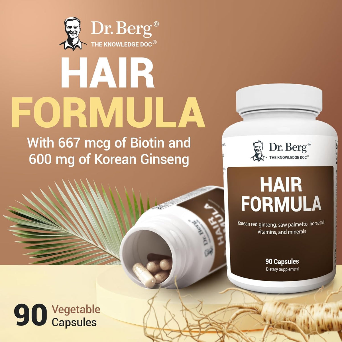 Dr. Berg All-in-One Vitamins for Hair, Skin & Nails - Advanced Formula with Biotin, Saw Palmetto, DHT Blocker & Trace Minerals - 90 Veg Capsules - görsel 4