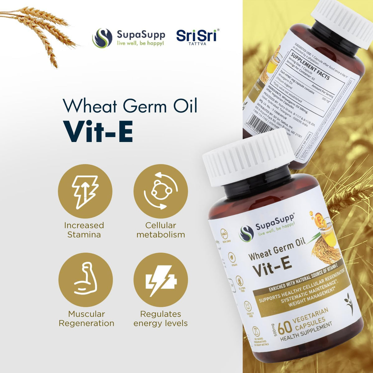 SRI SRI TATTVA VIT-E Wheat Germ Oil, 500mg (60 Capsules) - görsel 4