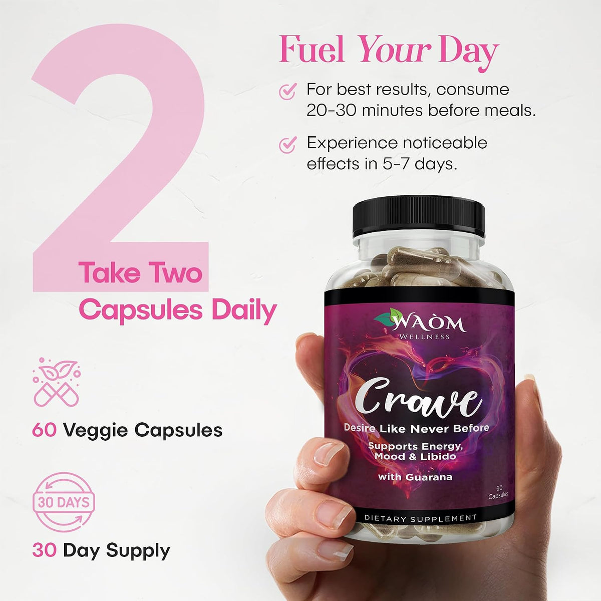 Crave Women's Desire Booster – with Maca, Ashwagandha & L-Theanine – 60 Vegan Capsules - görsel 6