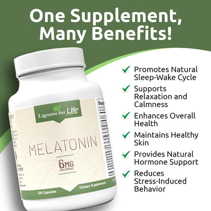 Melatonin for Dogs and People, 6mg - 120 Capsules - Capsules - Pet Supplement - Sleep Aid