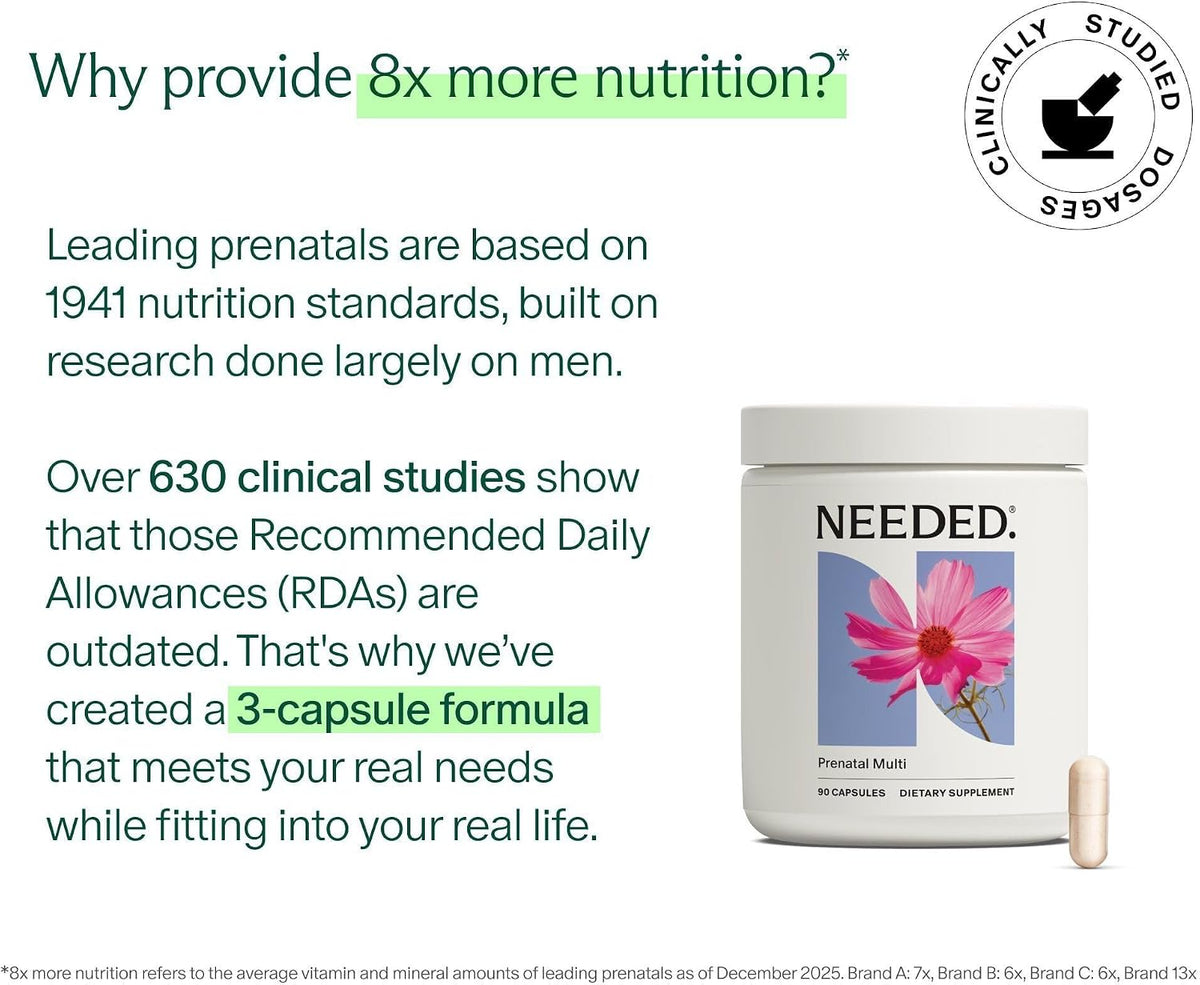 Needed. Multivitamin for Prenatal | Pregnancy, Breastfeeding, Postpartum | Expertly Formulated & Third-Party Tested | 30-Day Supply - görsel 7